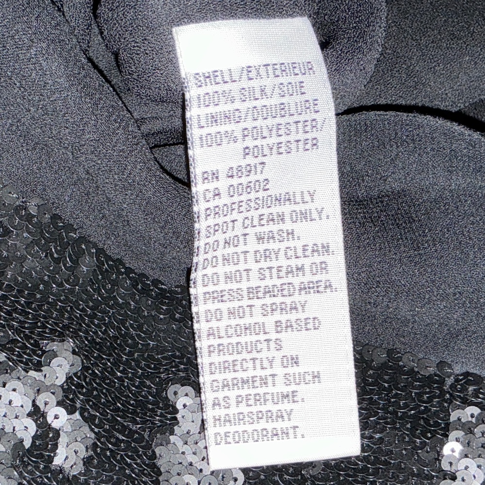 NWT CALVIN KLEIN 100% Silk Sequined Mini Skirt Black Size 4 - Picture 7 of 11